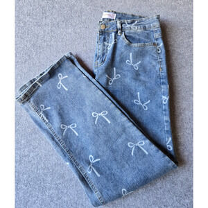 Bamboo Women's Jeans Light Wash w/ Print Pattern Straight Leg Junior’s Size 13